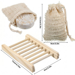 Bandeja de bambú con bolsa de malla